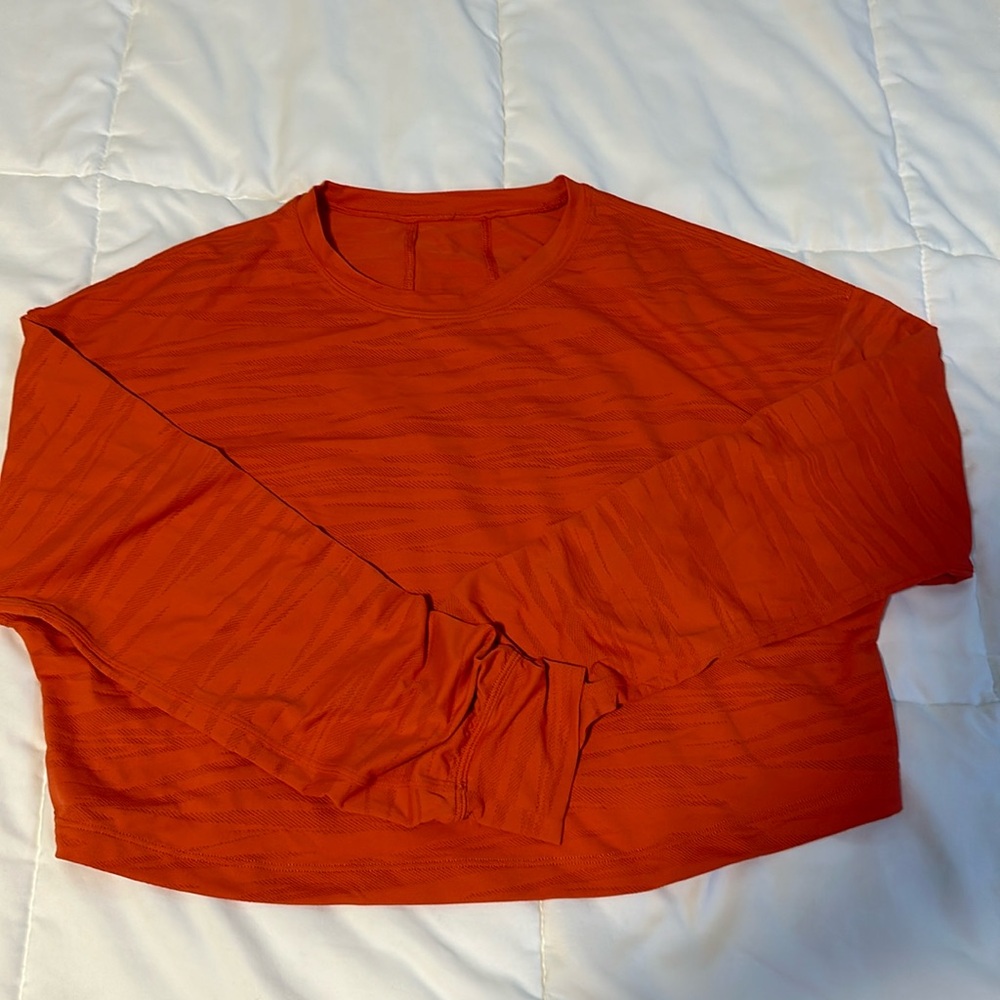 Lululemon Orange Longsleeve Cropped Shirt